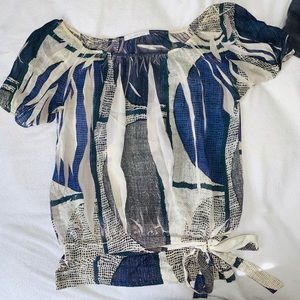 Sheet multi color short sleeve blouse